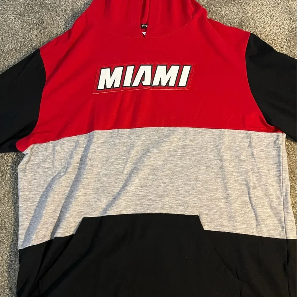 Fanatics Branded Miami Heat Hoodie Red Grey Black Colorblock Pocket
